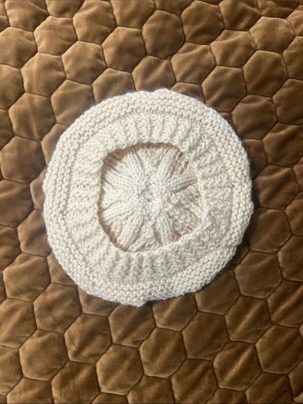 Pure Wool Youth Cream Knit Vintage Pom-Pom Beret for Archie Brown & Sons